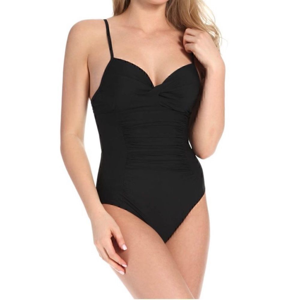 Spanx Love your Assests by Sara Blakely black ruched swimsuit